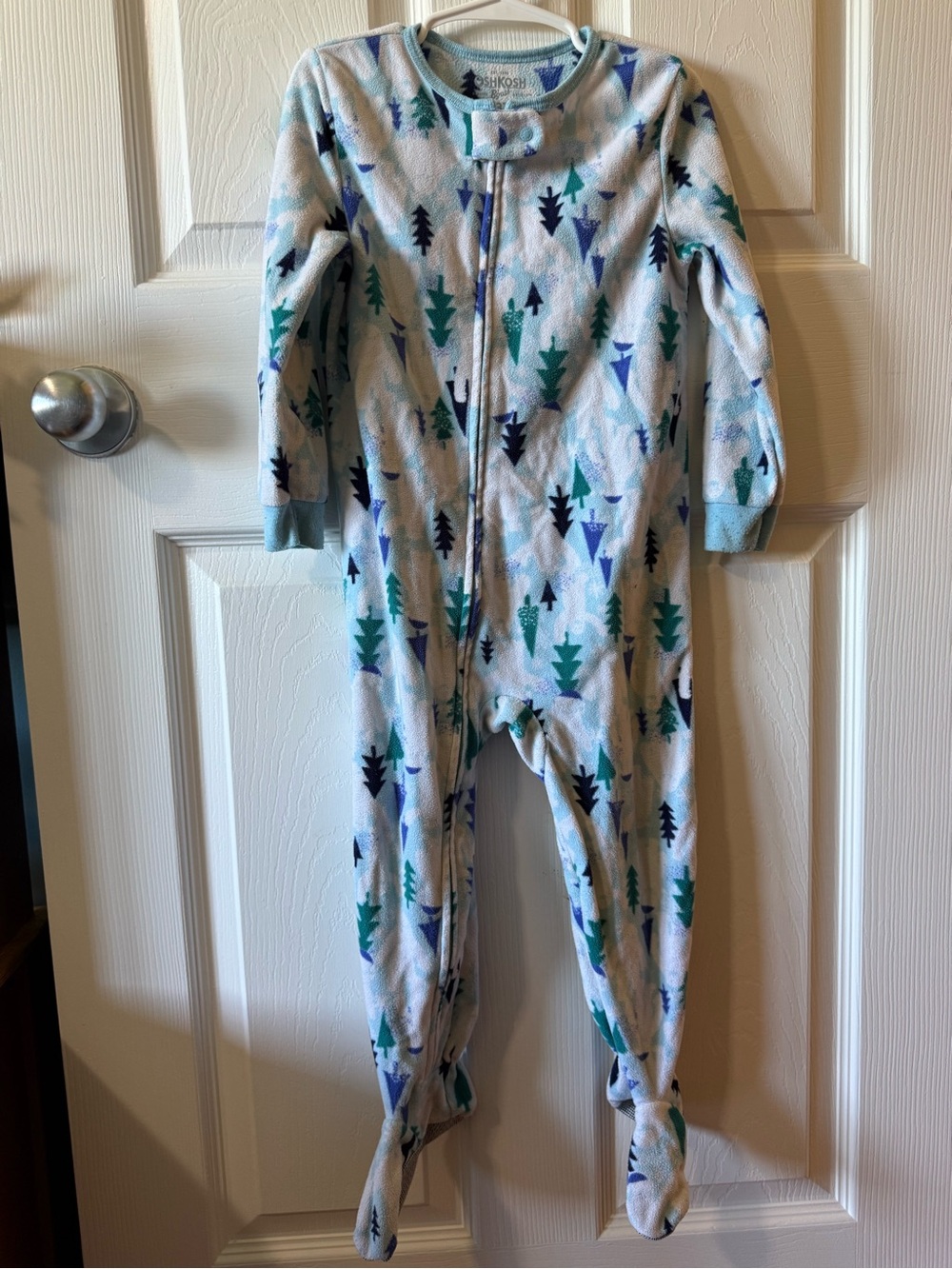 OshKosh B'gosh 3T Green & Blue Tree Print Fleece Sleeper - 2/$10 Fleece Sleeper
